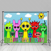 Sprunki Music Game Colorful Happy Birthday Backdrop